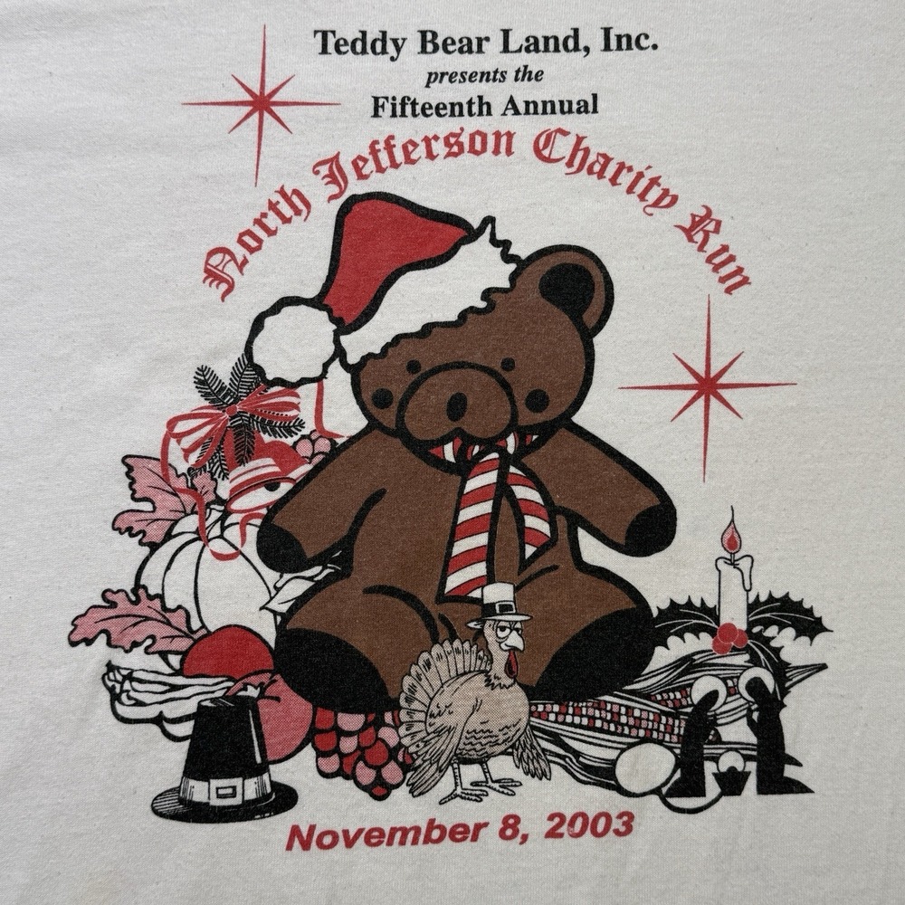 2003 North Jefferson Charity Run Teddy Bear Holiday Graphic‎ Tee Y2K XL Alabama